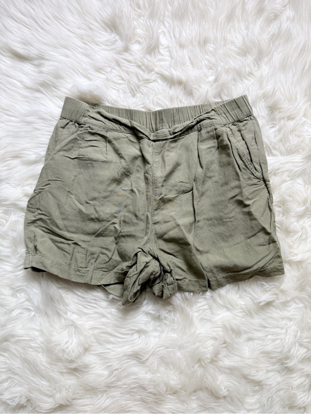 Universal Thread Linen Blend Shorts Green Size Large